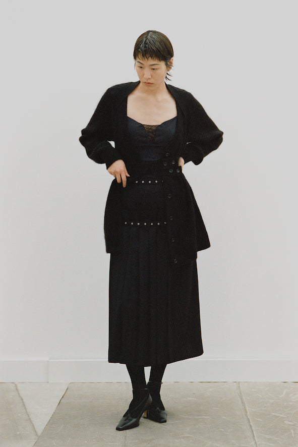 MOHAIR KNIT BELTED CARDIGAN - FETICO
