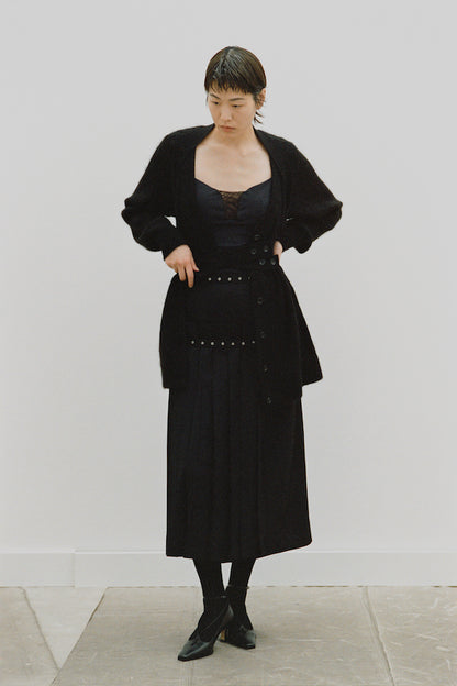 MOHAIR KNIT BELTED CARDIGAN - FETICO