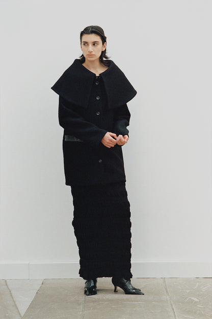 BOUCLE WOOL CAPE COAT - FETICO