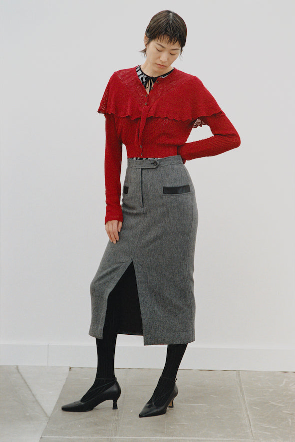 HERRINGBONE PENCIL SKIRT - FETICO