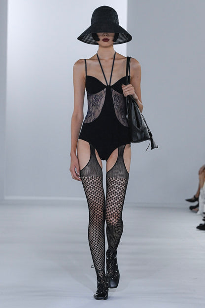 STRAW HAT WITH LACE RIBBON - FETICO