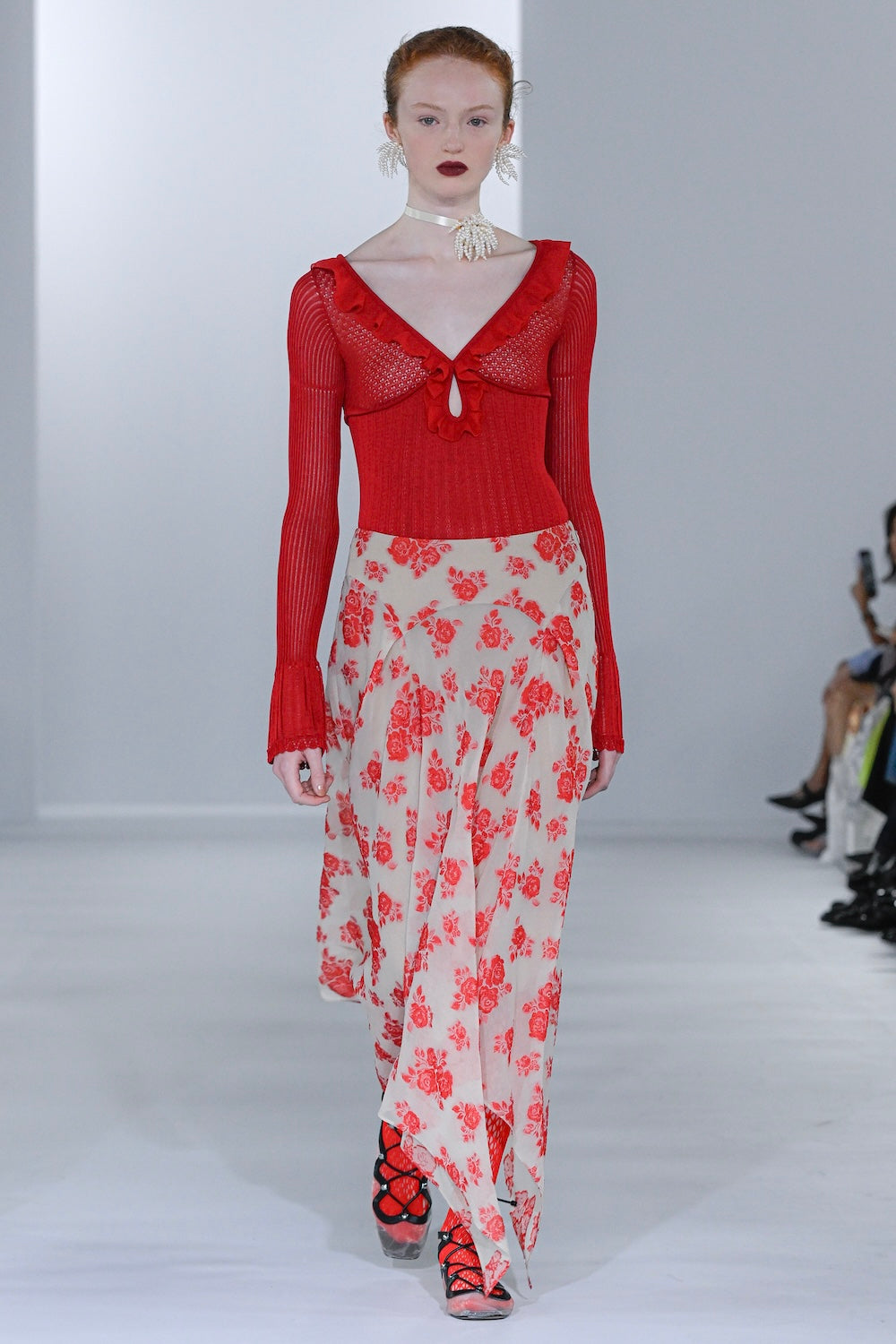 DRAPED FLORAL JACQUARD SKIRT - FETICO