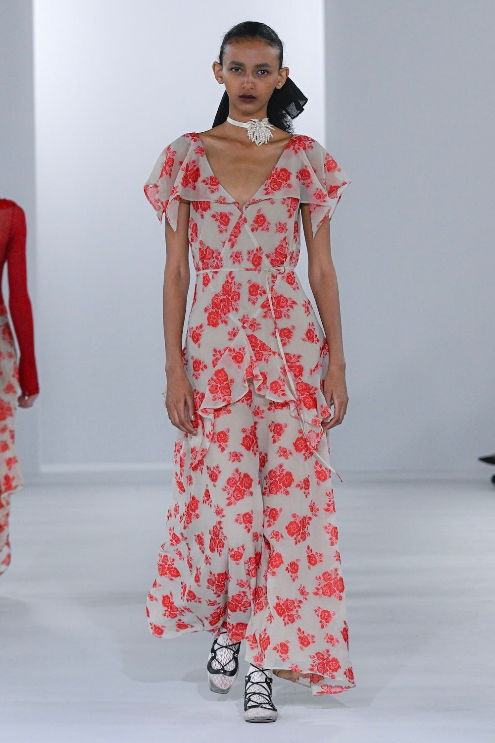 SHEER FLORAL JACQUARD DRESS - FETICO