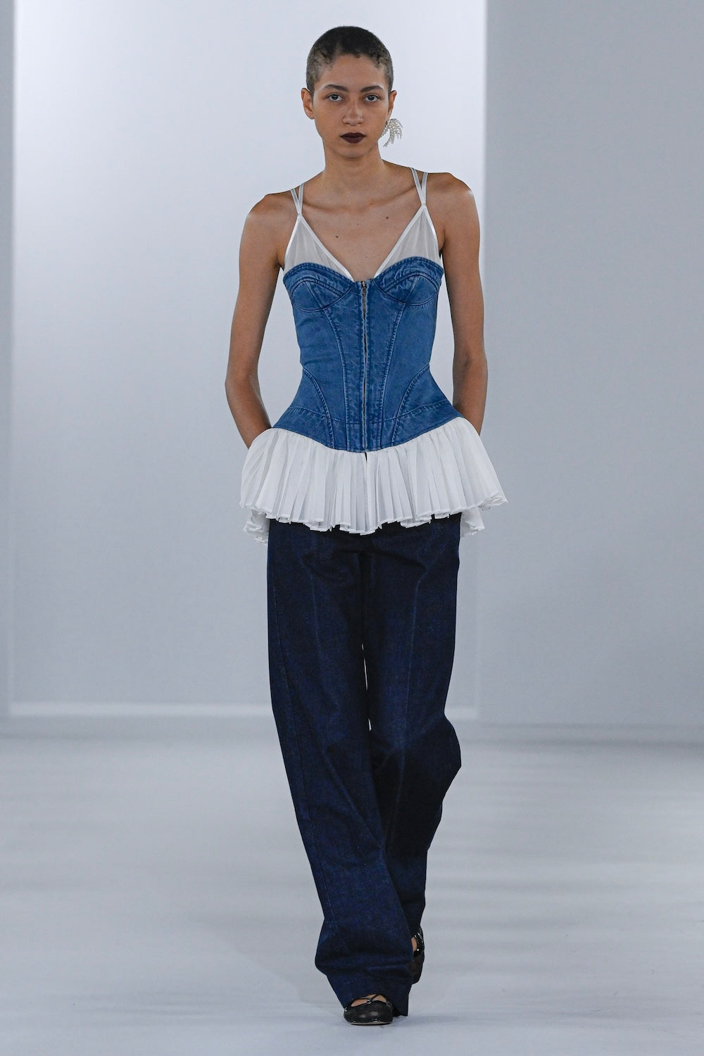 ORGANIC COTTON DENIM PLEATED BUSTIER TOP - FETICO