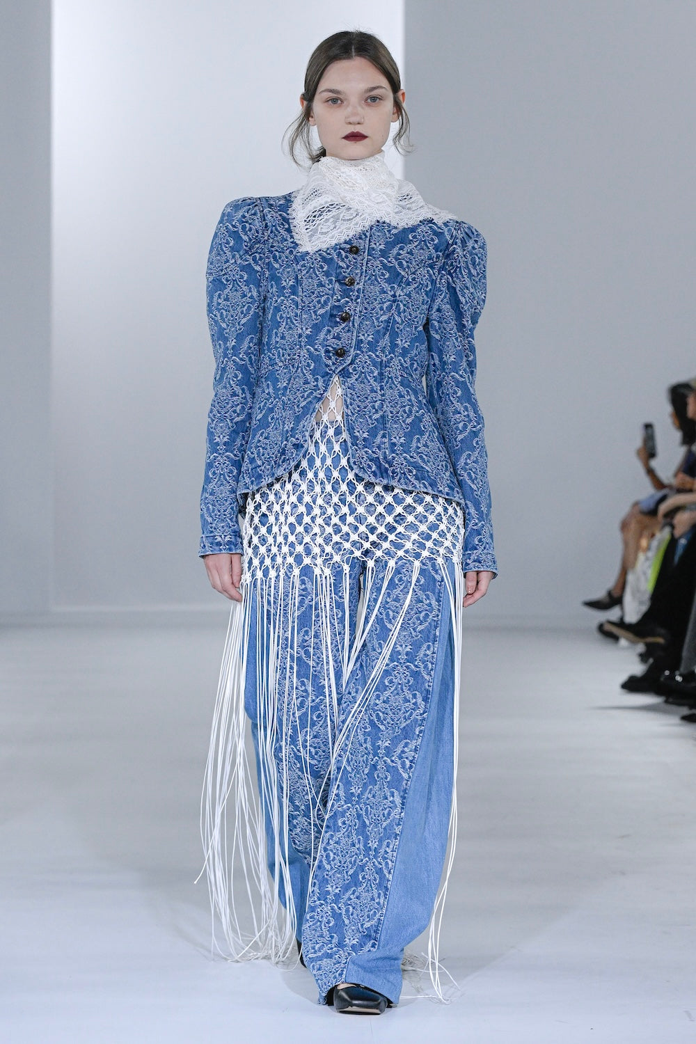 DAMASK PRINT DENIM PEPLUM JACKET - FETICO