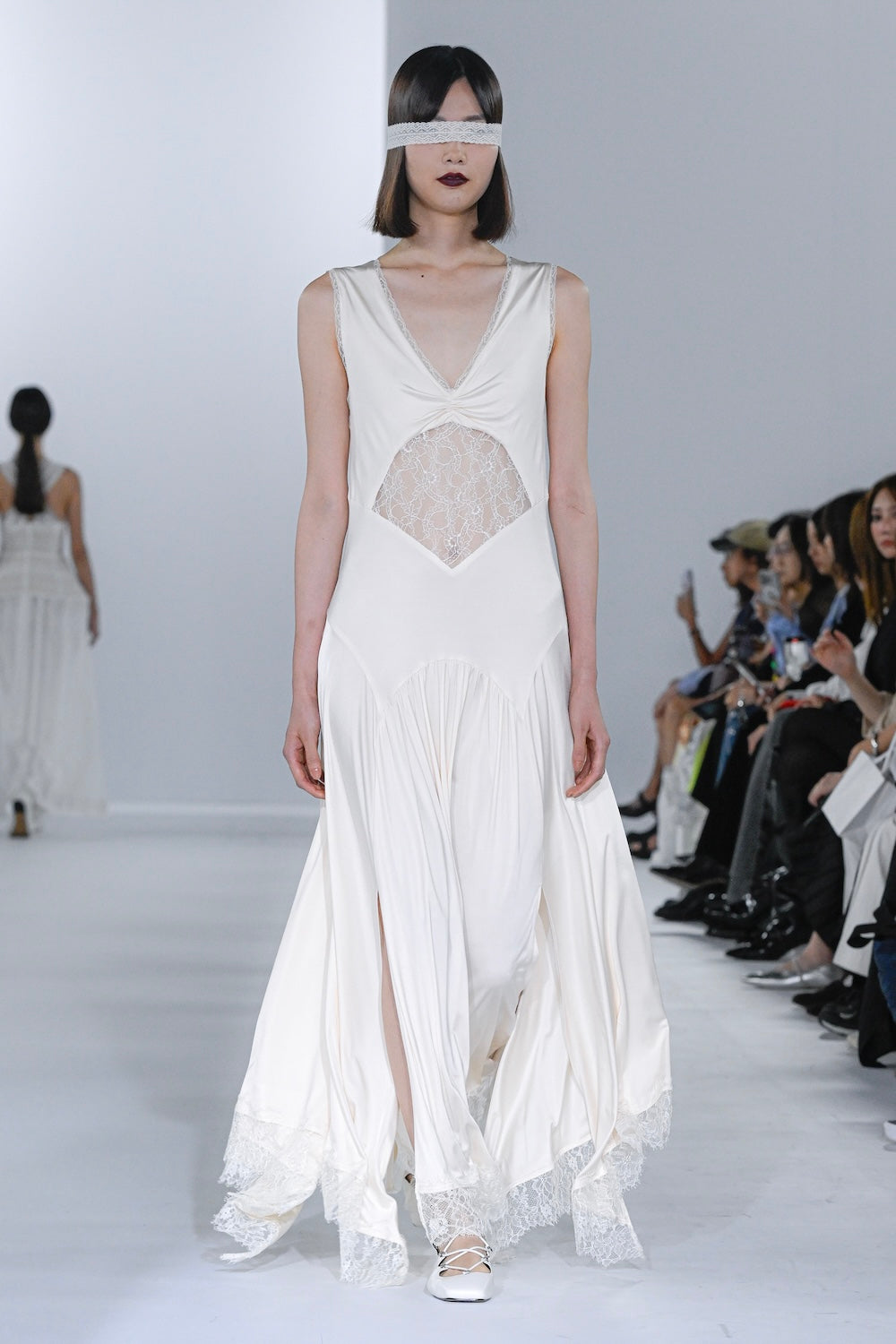 LACE PANELED JERSEY DRESS - FETICO