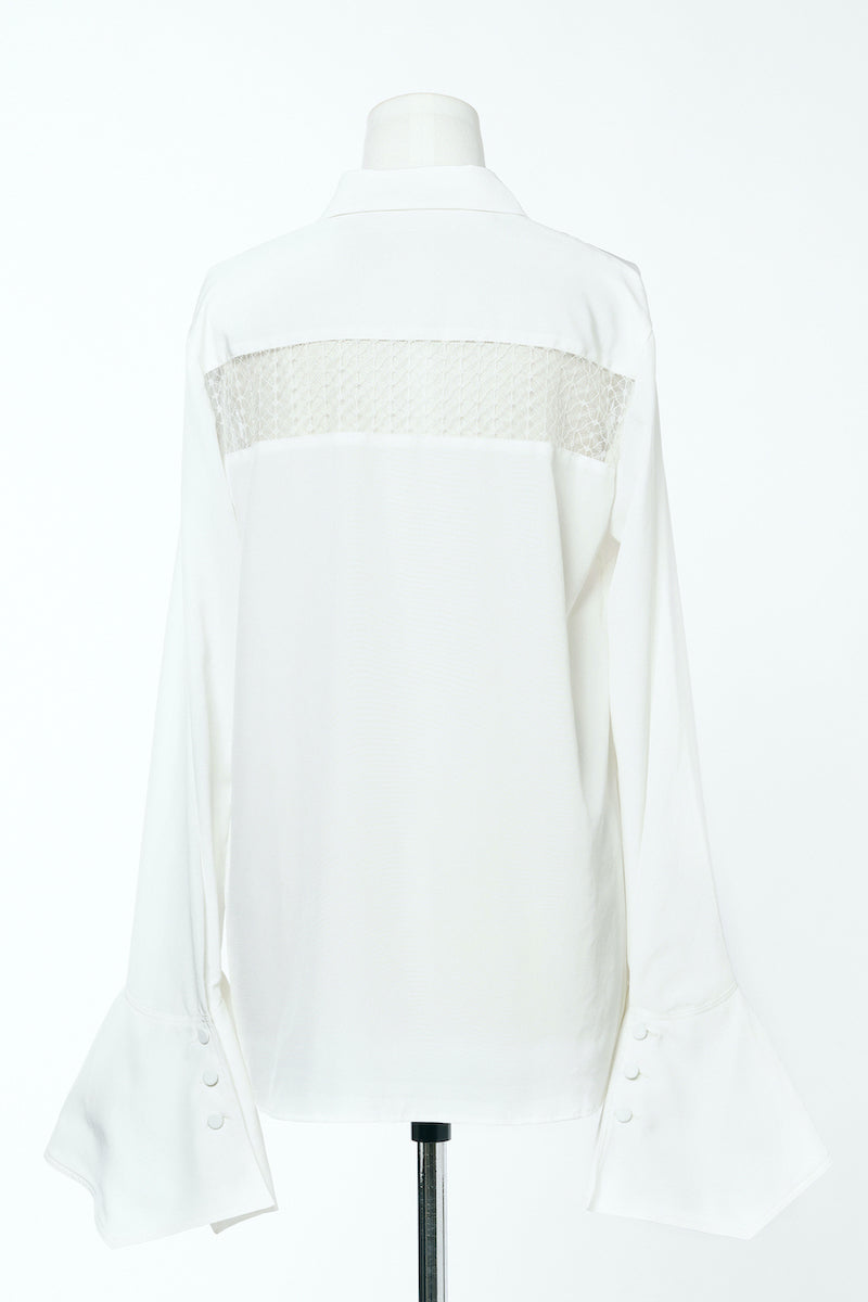 LACE PANELED CREPE SHIRT