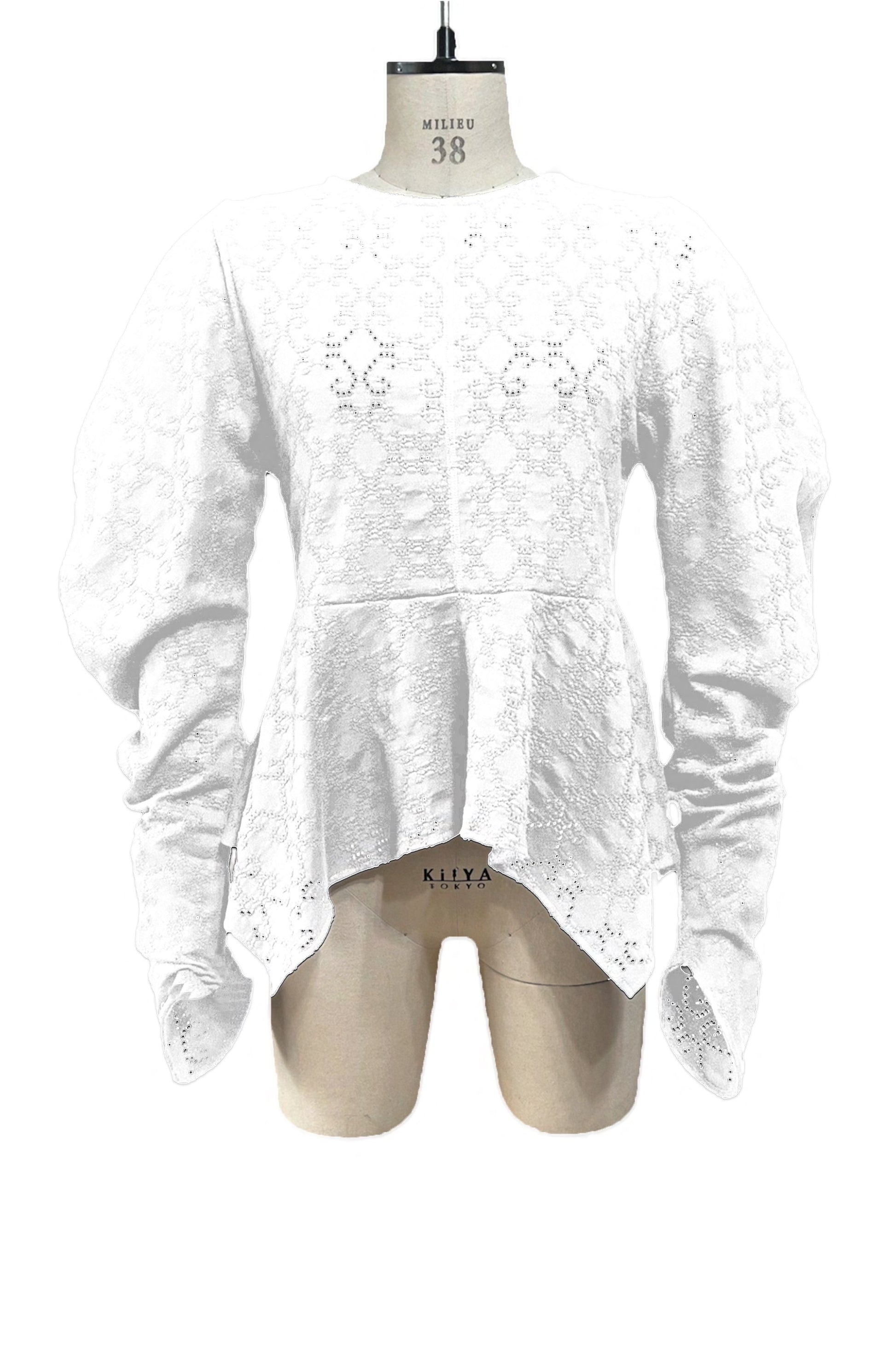 LACE JACQUARD LONG-SLEEVE TOP - FETICO