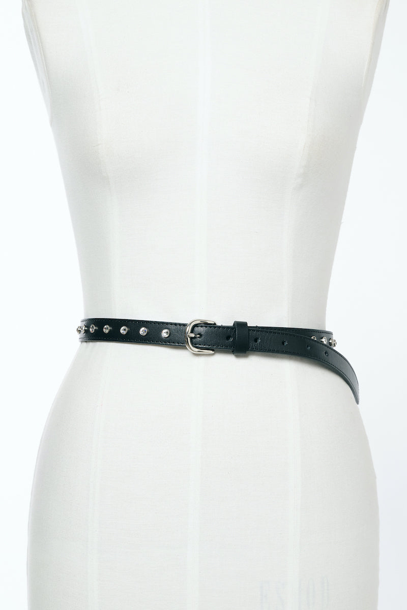 RHINESTONE-EMBELLISHED SKINNY BELT - FETICO