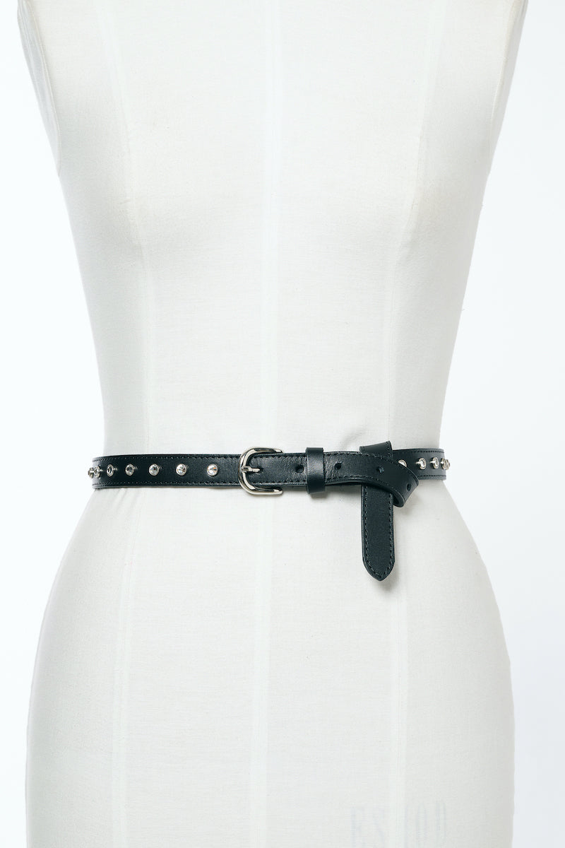 RHINESTONE-EMBELLISHED SKINNY BELT - FETICO