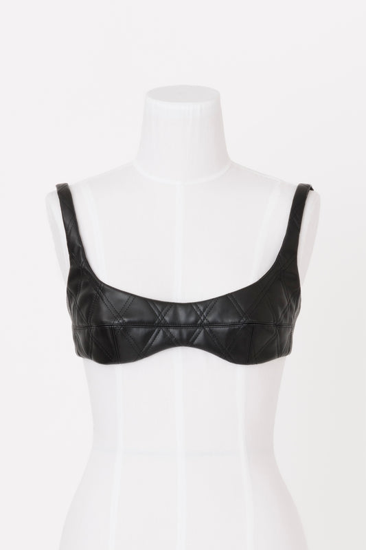 FAUX-LEATHER QUILTED BRA - FETICO