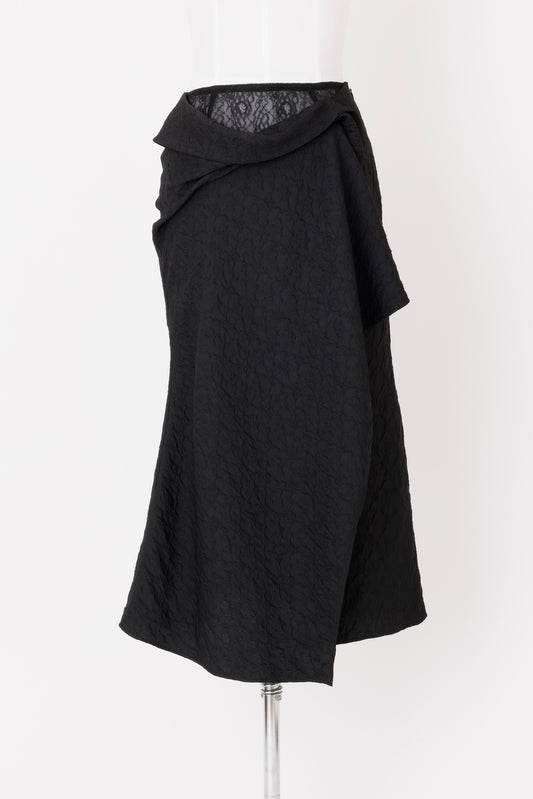 FLORAL EMBOSSED DRAPED SKIRT - FETICO