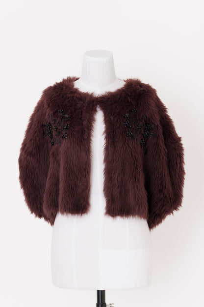 FUR KNIT BEAD EMBROIDERED BOLERO - FETICO