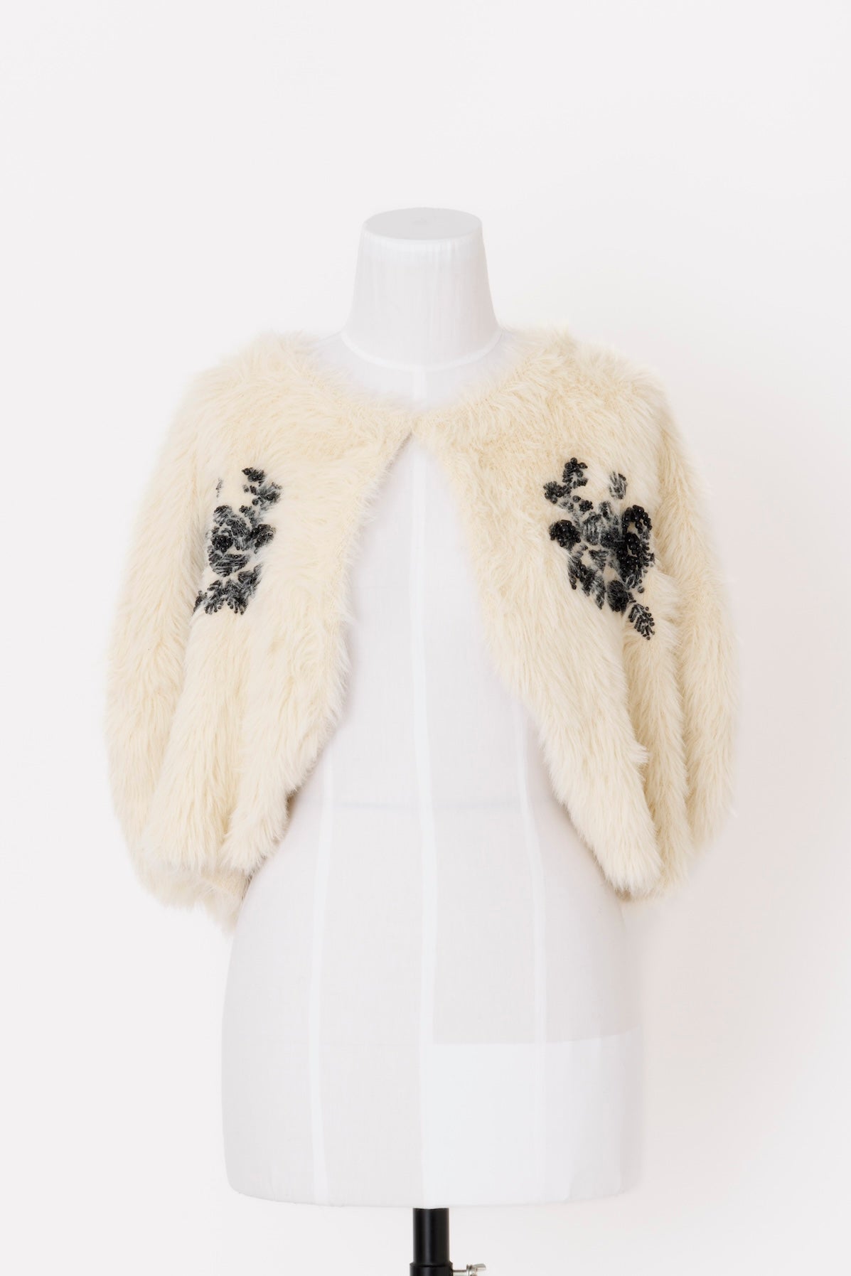 FUR KNIT BEAD EMBROIDERED BOLERO - FETICO