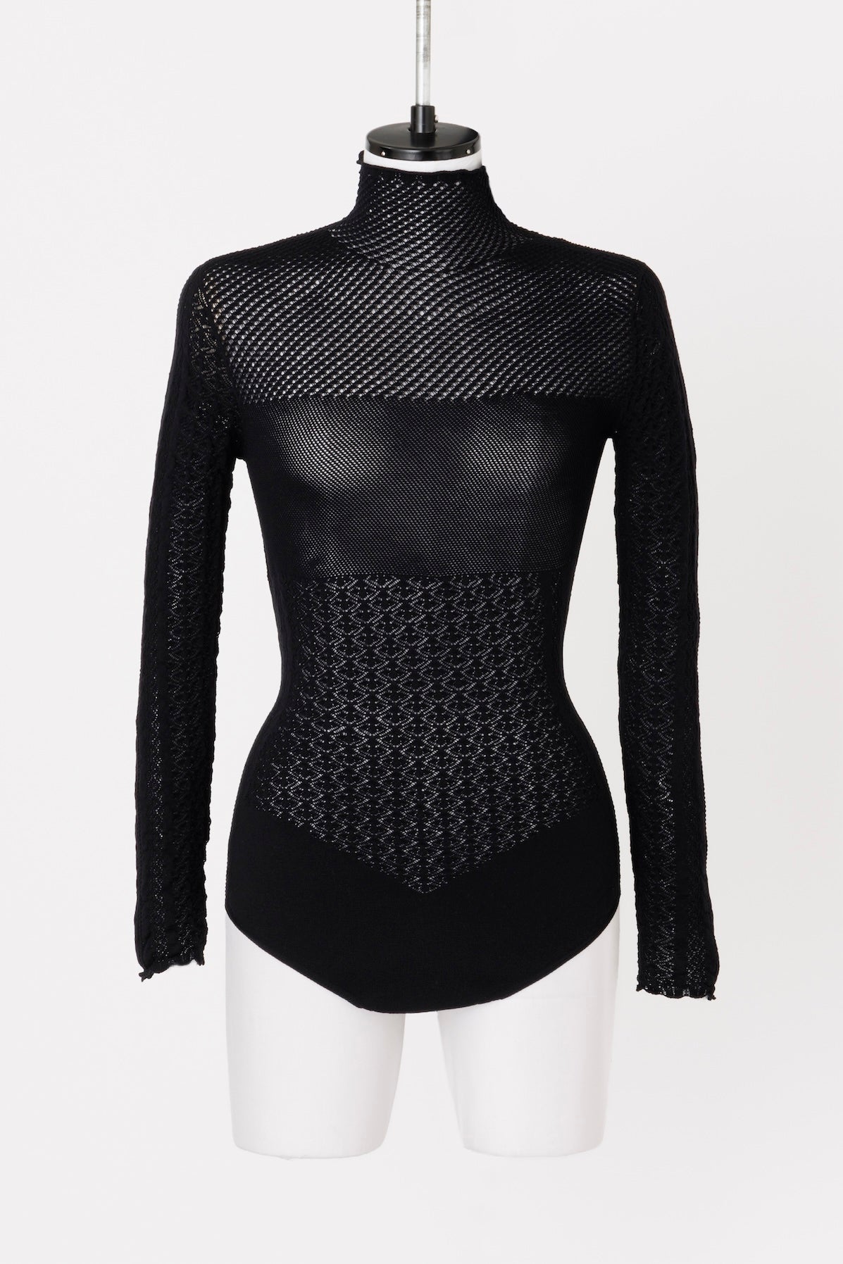 LACE KNIT HIGH NECK BODYSUIT - FETICO