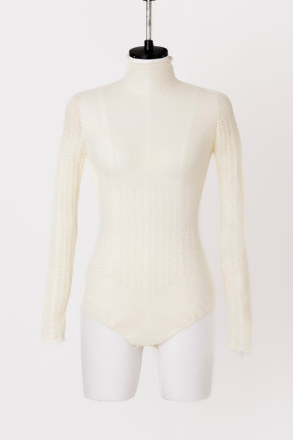 LACE KNIT HIGH NECK BODYSUIT - FETICO