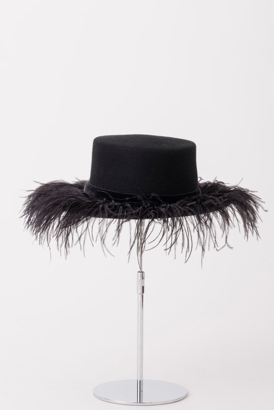 FETICO × MISA HARADA FEATHER BOATER HAT - FETICO