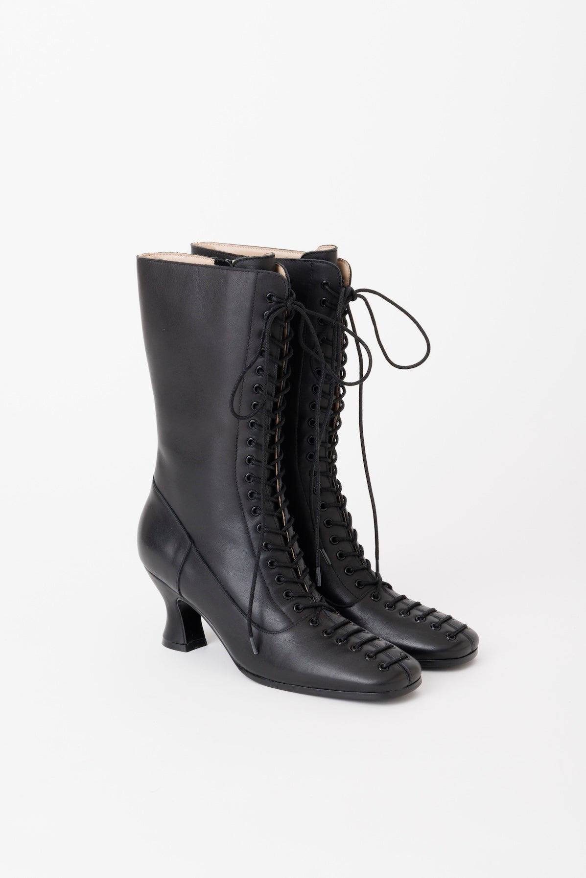 VICTORIAN LACE-UP LEATHER BOOTS - FETICO