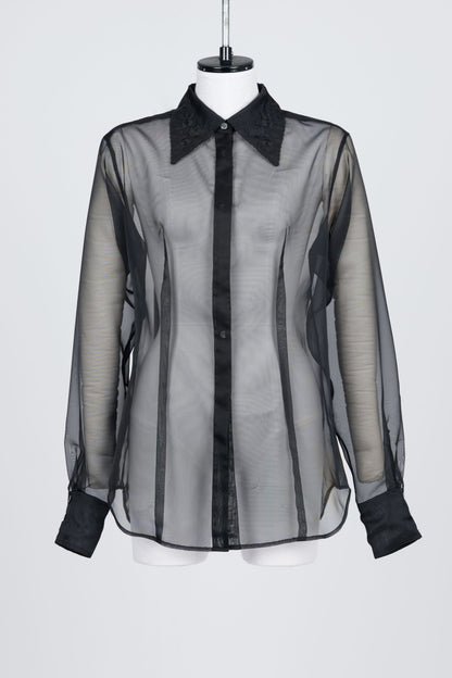 ROSE EMBROIDERED SHEER SHIRT - FETICO