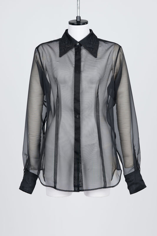 ROSE EMBROIDERED SHEER SHIRT - FETICO