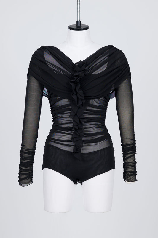 TULLE FRILLED BODYSUIT - FETICO
