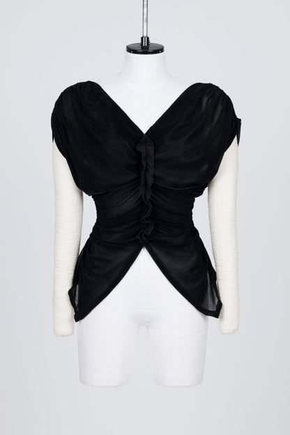 VELVET TULLE SHIRRING TOP - FETICO