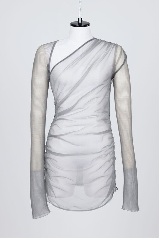 SHEER GATHERED KNIT TOP - FETICO
