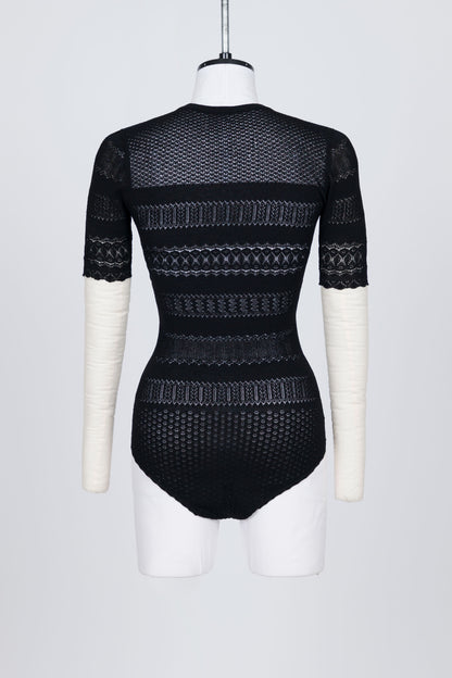 STRETCH LACE KNIT BODYSUIT - FETICO