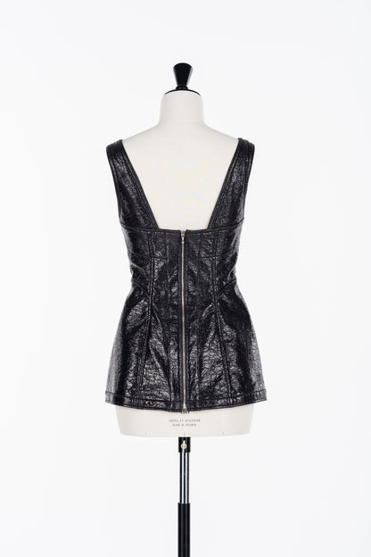 FOIL COATED LACE UP VEST - FETICO