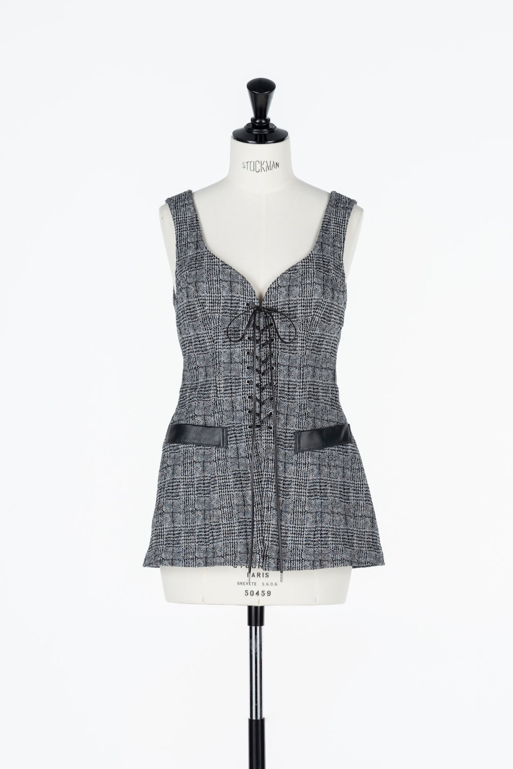 GLEN CHECK LACE UP VEST - FETICO