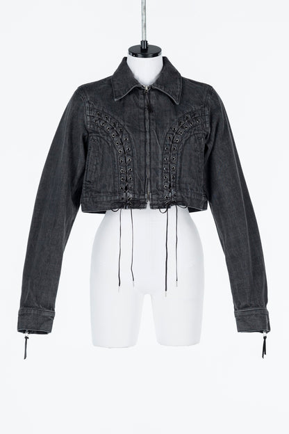 LACE UP DENIM JACKET - FETICO