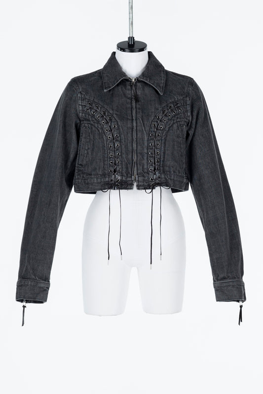 LACE UP DENIM JACKET - FETICO