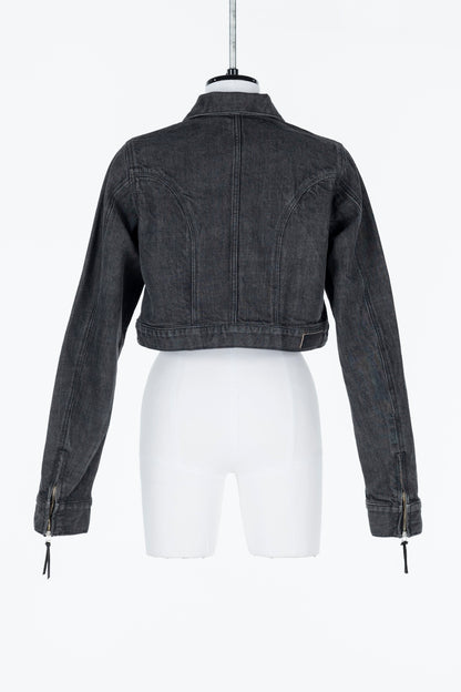 LACE UP DENIM JACKET - FETICO