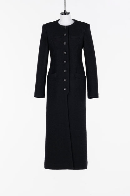 SINGLE BREASTED BOUCLE WOOL COAT - FETICO