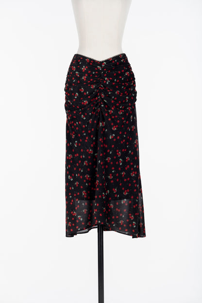 PRINTED VELVET TULLE GATHERED SKIRT - FETICO