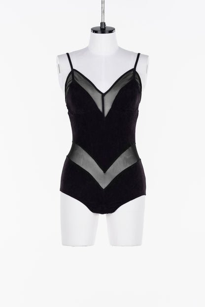 VELOUR PANELED BODYSUIT - FETICO
