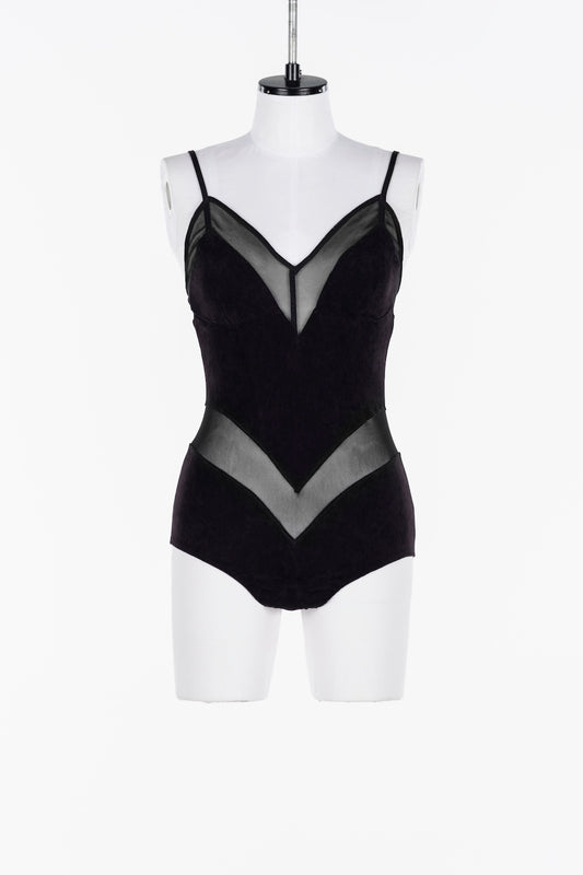 VELOUR PANELED BODYSUIT - FETICO