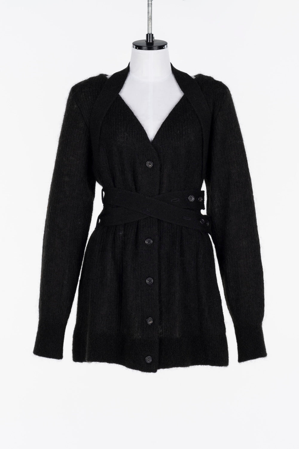 MOHAIR KNIT BELTED CARDIGAN - FETICO
