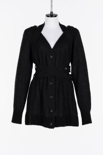 MOHAIR KNIT BELTED CARDIGAN - FETICO