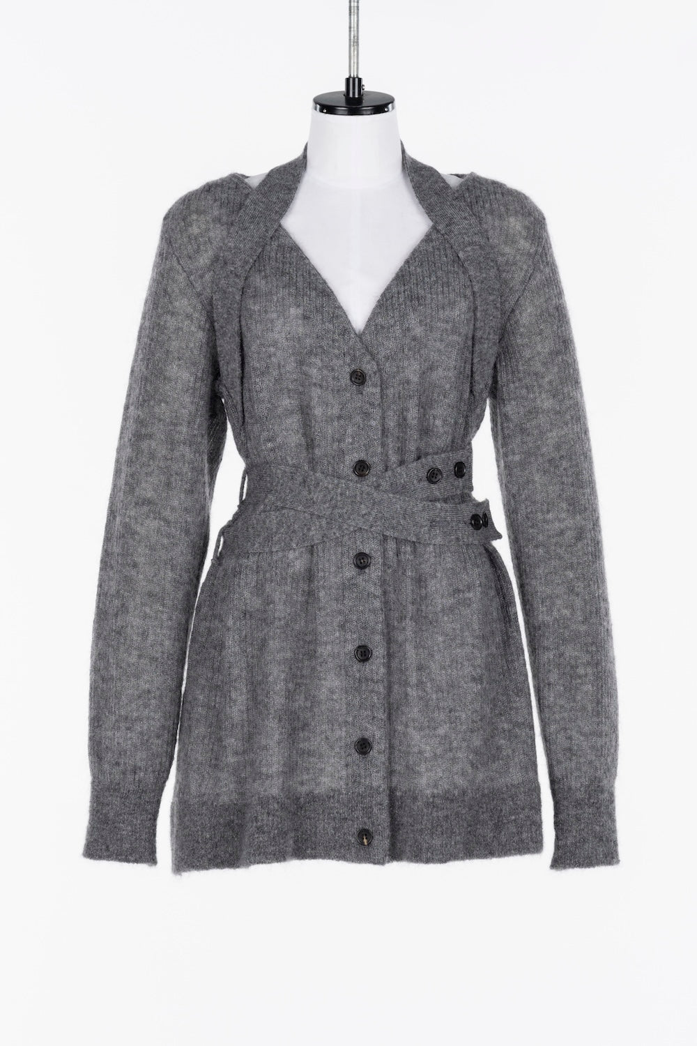 MOHAIR KNIT BELTED CARDIGAN - FETICO