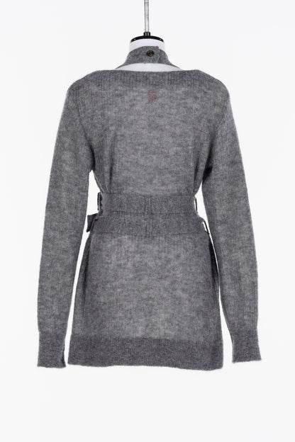 MOHAIR KNIT BELTED CARDIGAN - FETICO