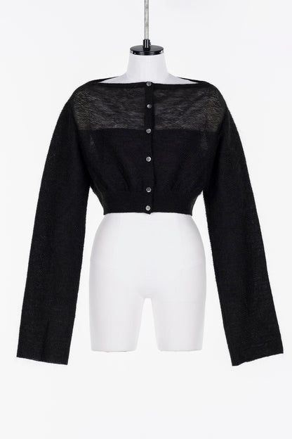MOHAIR KNIT SHORT CARDIGAN - FETICO