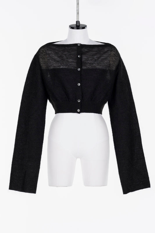 MOHAIR KNIT SHORT CARDIGAN - FETICO
