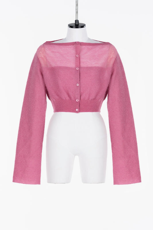 MOHAIR KNIT SHORT CARDIGAN - FETICO