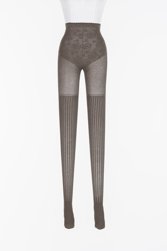 ROSE PATTERN LACE KNIT TIGHTS - FETICO