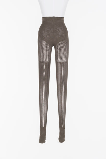 ROSE PATTERN LACE KNIT TIGHTS - FETICO