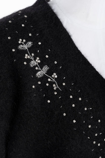 JACQUARD KNIT V NECK CARDIGAN - FETICO
