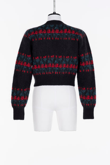 JACQUARD KNIT V NECK CARDIGAN - FETICO