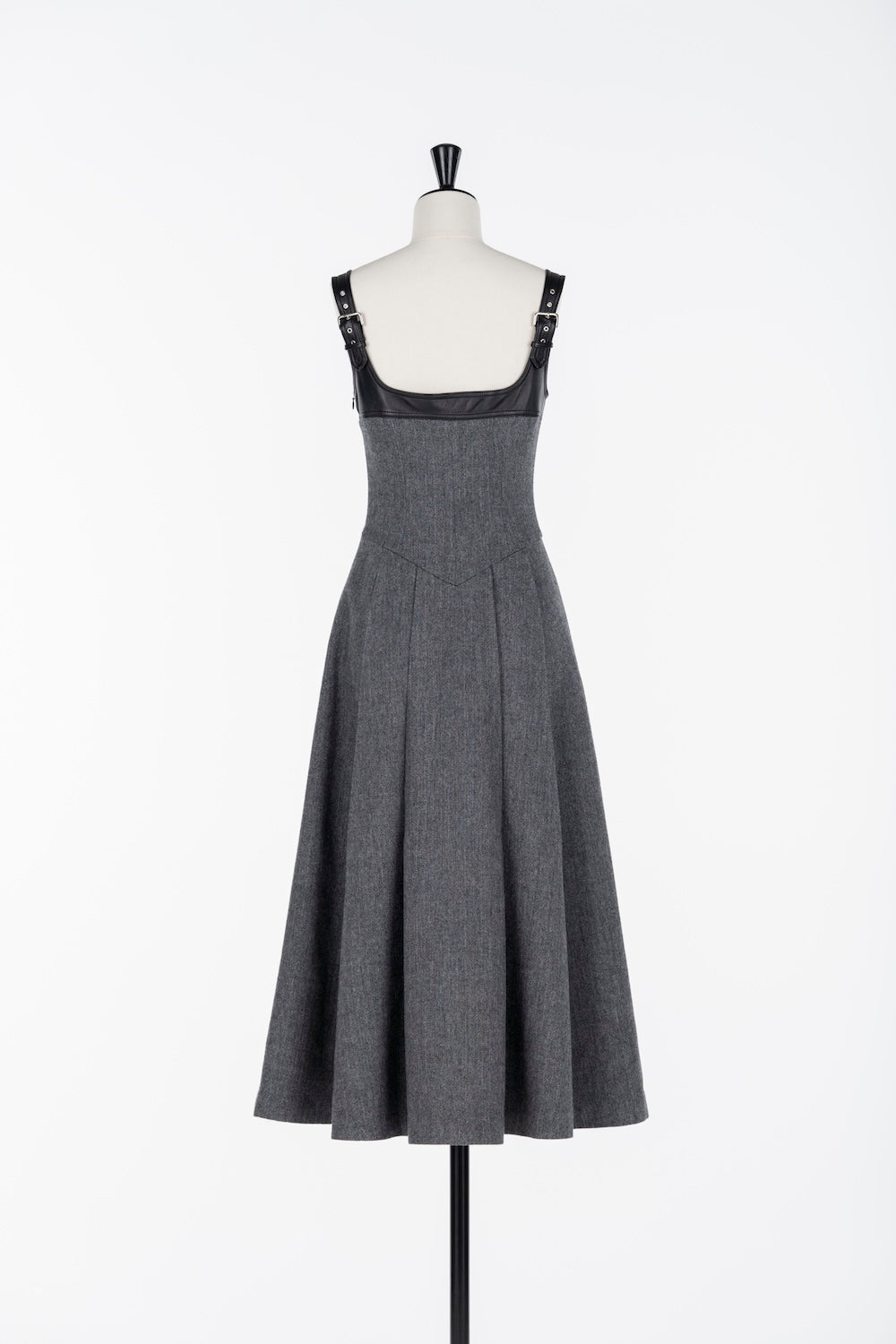 LEATHER PANEL HERRINGBONE DRESS - FETICO
