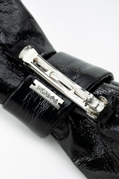 FAUX LEATHER BOW HAIR CLIP - FETICO